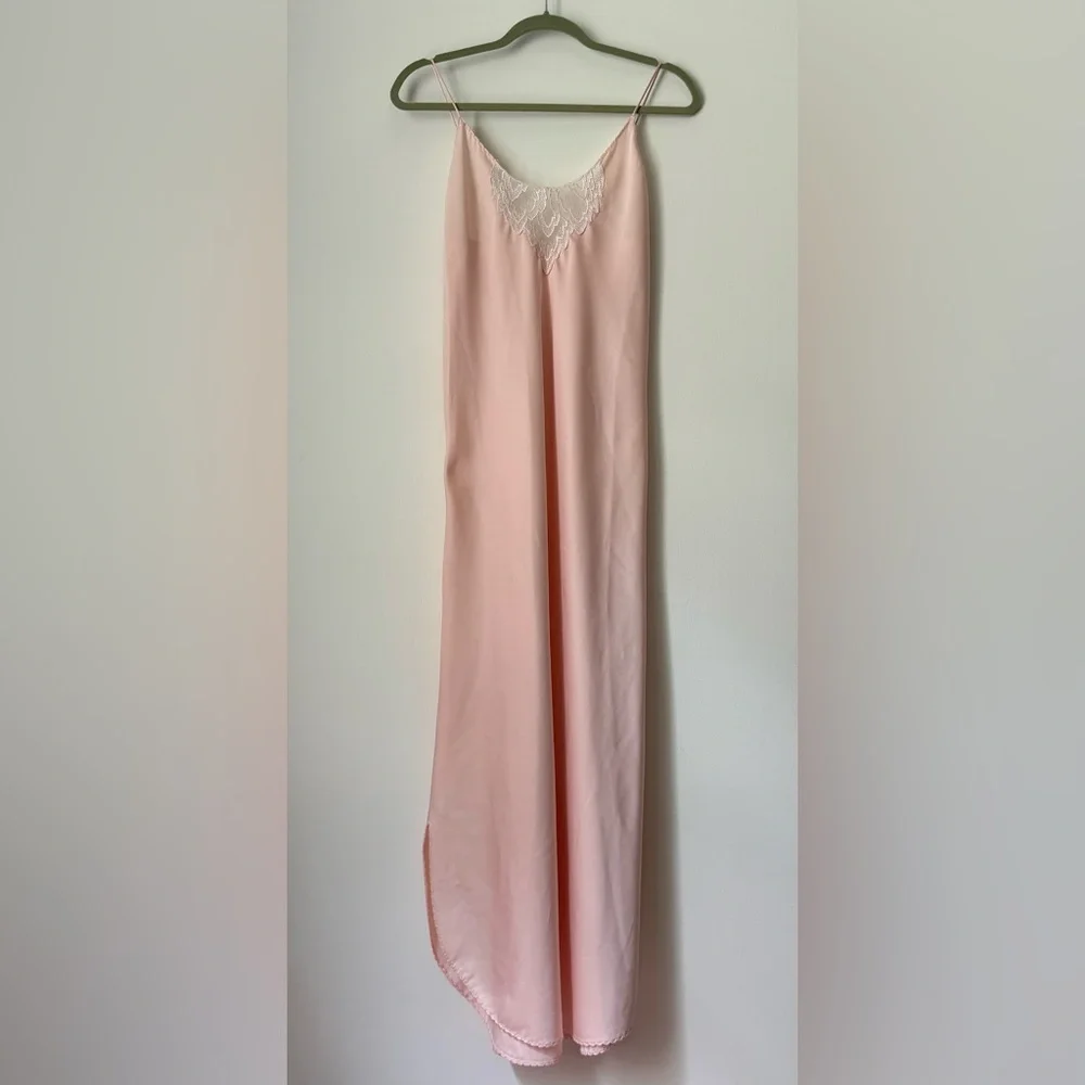 Ralph Montenero Vintage Pink Peignoir Set Maxi Slip Nightgown and Robe S